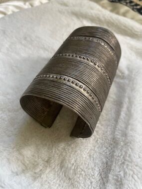 Vintage Ethiopian Amhara Cuff Bracelet traditional extra wide silver cuff